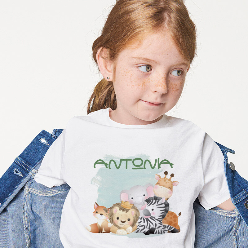 Παιδικό T-shirt Ζωάκια Ζούγκλας για κορίτσι με όνομα
