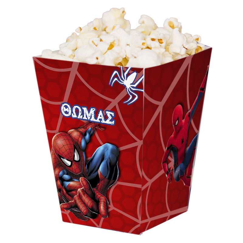 Κουτί Pop Corn με όνομα Spiderman 15cmx9cmx9cm