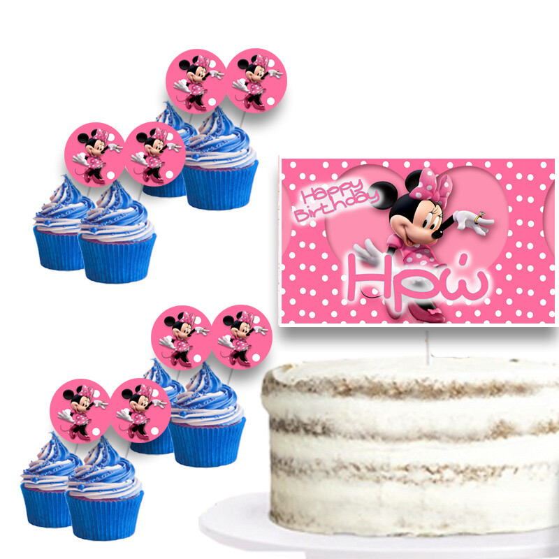 Διακόσμηση τούρτας Minnie & cupcake toppers