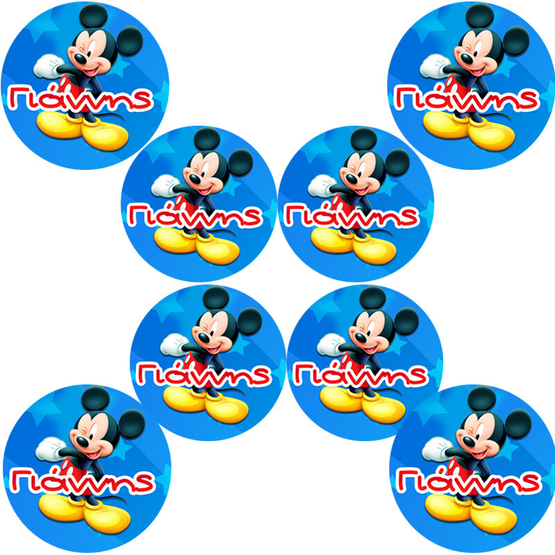 Στρογγυλά αυτοκόλλητα Mickey / 8τμχ