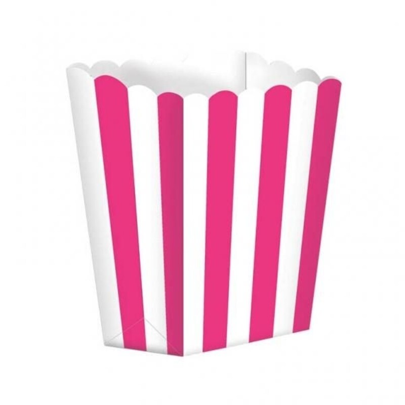 Κουτί Pop Corn Ριγέ Φούξια /5 τεμ