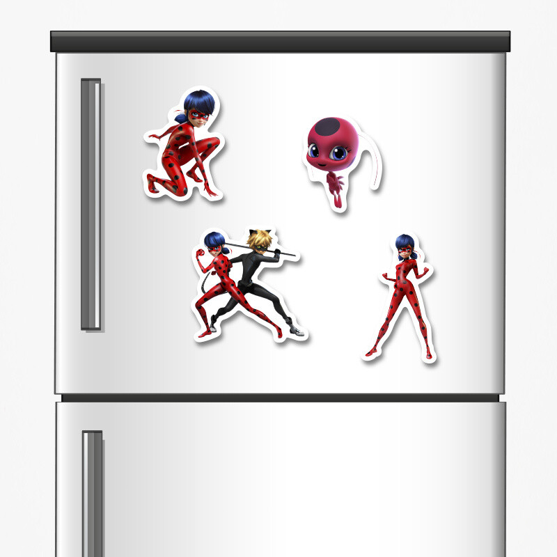 Ξύλινα μαγνητάκια Miraculous LadyBug 5cm/ 4τμχ