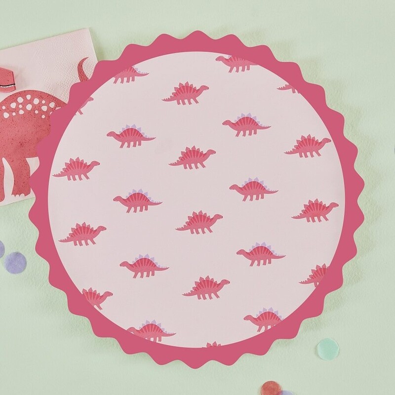 Πιάτα Χάρτινα Ροζ Δεινόσαυρος/ Pink Dinosaur  / 8 τεμ