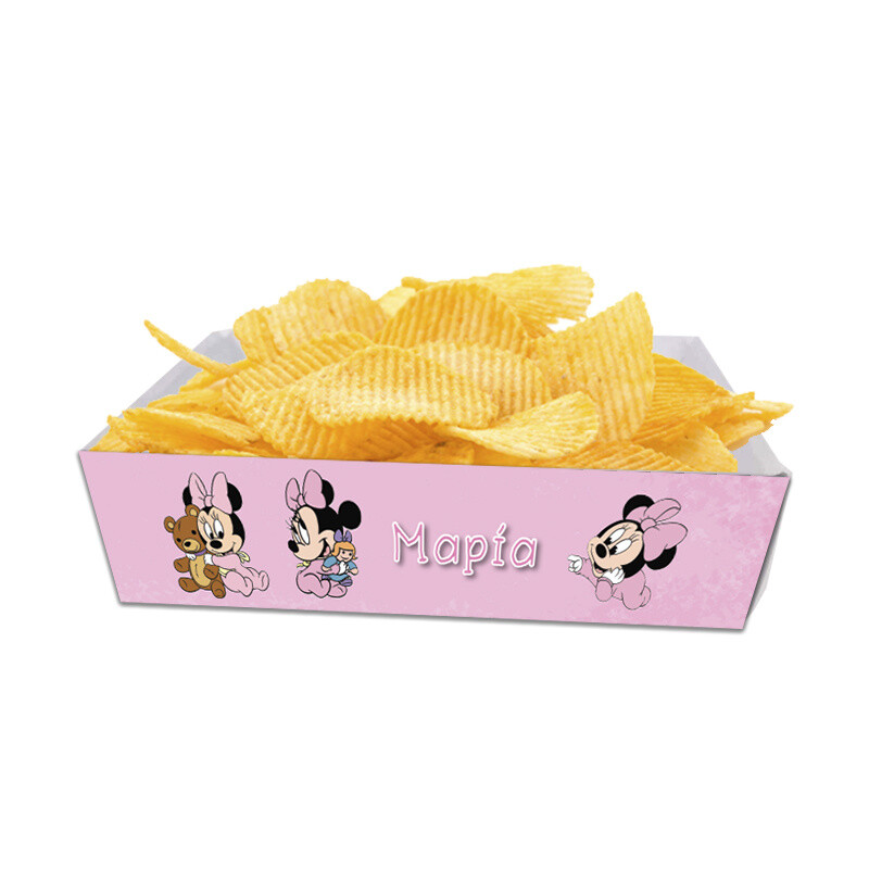 Κουτάκια για πατατάκια Baby Minnie με όνομα 8τμχ/ 15cmx10cmx4cm