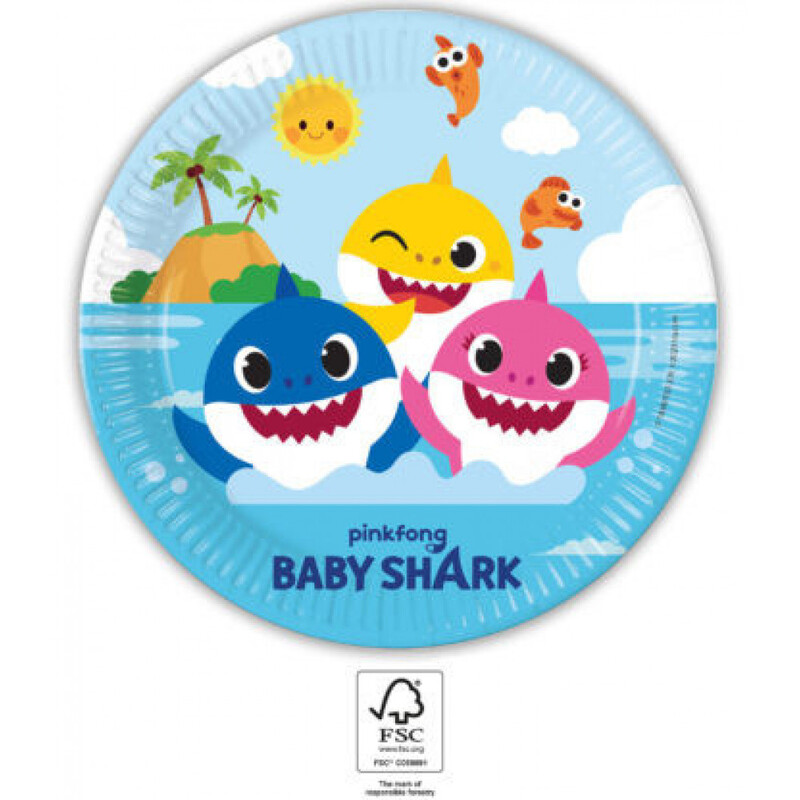 Χάρτινα πιάτα φαγητού Babyshark 23εκ / 8τμχ