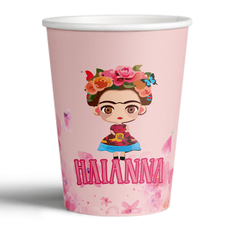 Ποτηράκια χάρτινα με όνομα Frida Kahlo 250ml/8τμχ