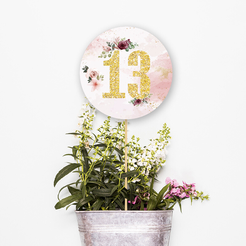 Αρίθμηση τραπεζιού 1st Birthday girl κύκλος 13cm