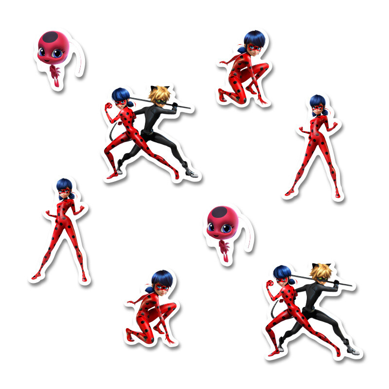 Αυτοκόλλητα Miraculous LadyBug 5cm / 8τμχ