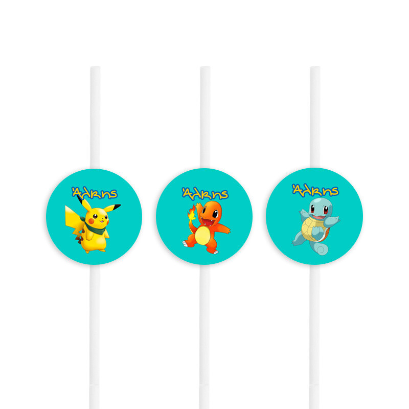 Χάρτινα καλαμάκια με όνομα Pokemon / 8τμχ