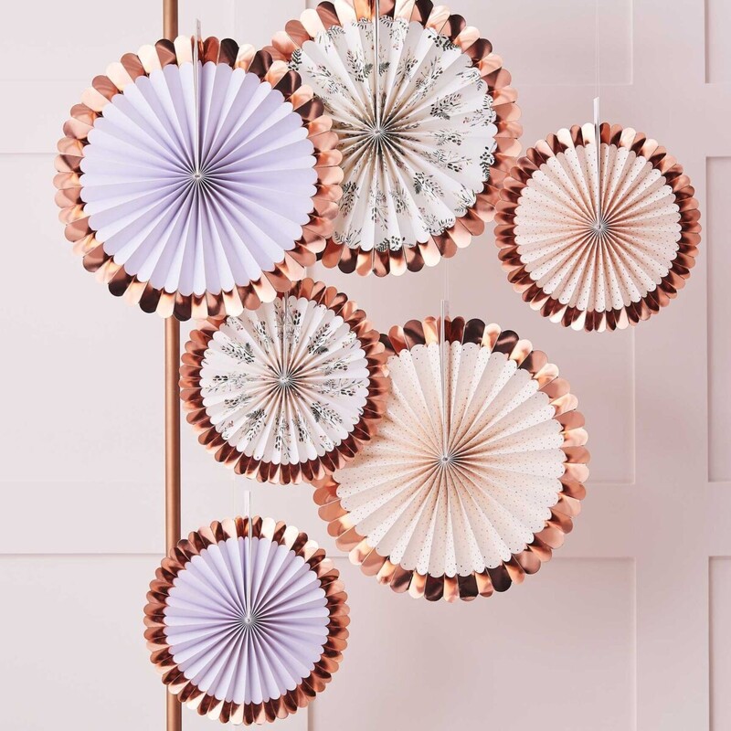 Διακοσμητικές Βεντάλιες Pastel And Floral Ροζ Χρυσό