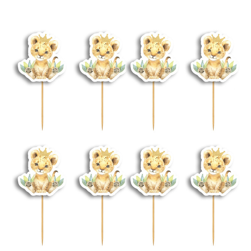 Cupcake toppers Τιγράκι με Κορώνα 10cm / 8τμχ