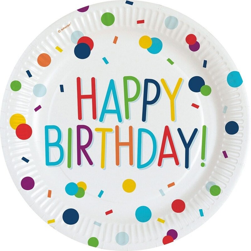 Πιάτα χαρτ. φαγητού 23εκ Confetti Birthday /8 τεμ