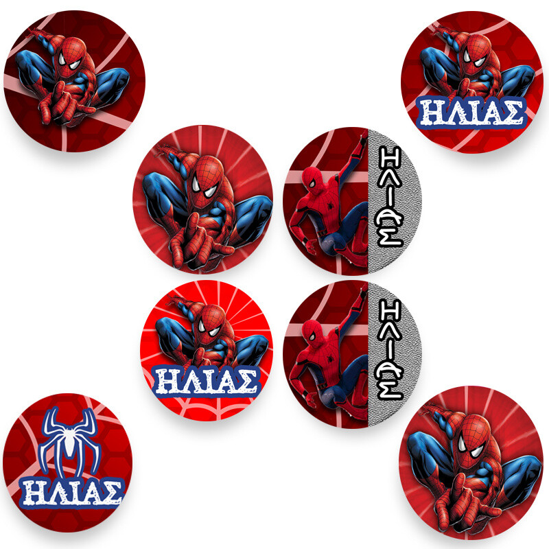 Στρογγυλά αυτοκόλλητα Spiderman / 8τμχ