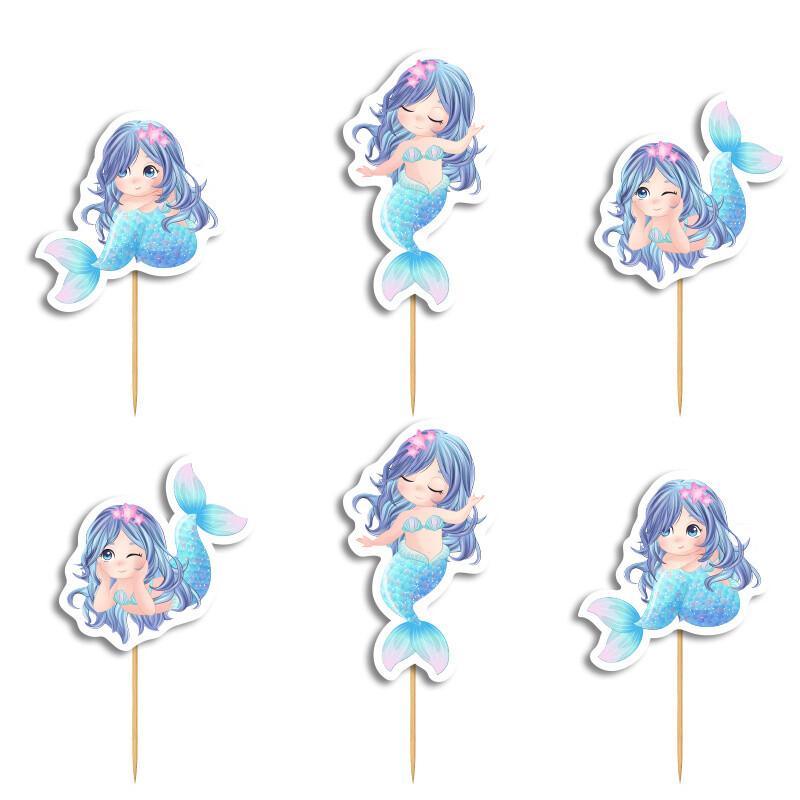 Cupcake toppers Γοργόνα 10cm / 8τμχ