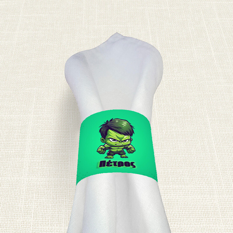 Δαχτυλίδι πετσέτας χάρτινο με όνομα Baby Hulk