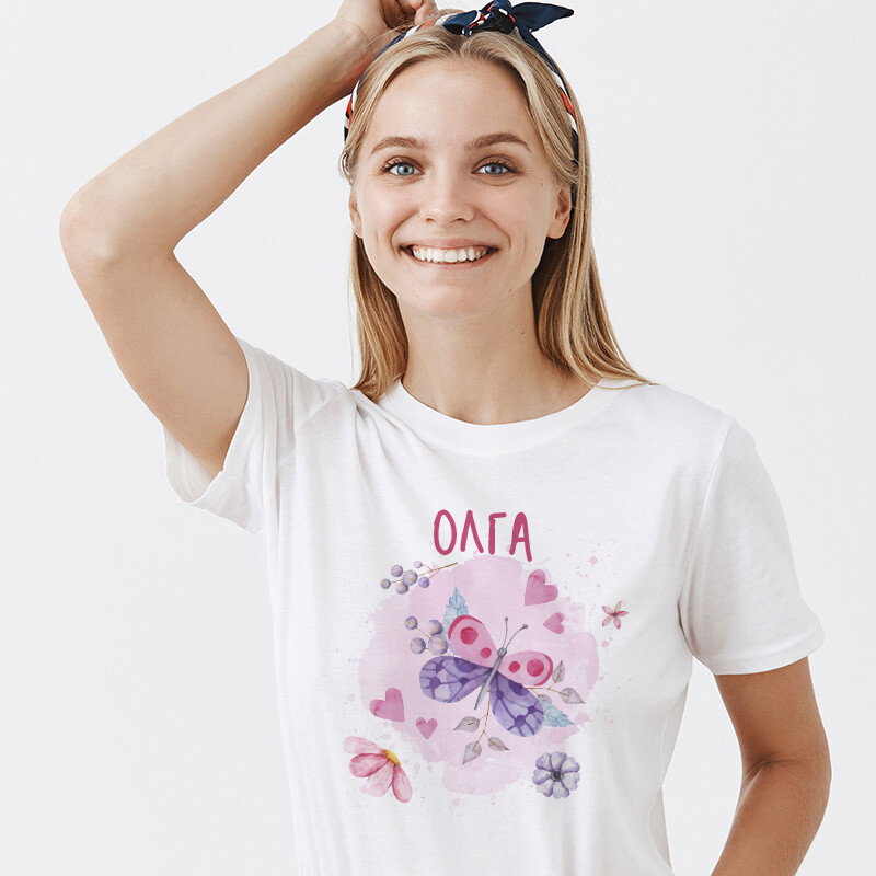 Γυναικείο T-shirt Butterfly για την Μαμά με όνομα