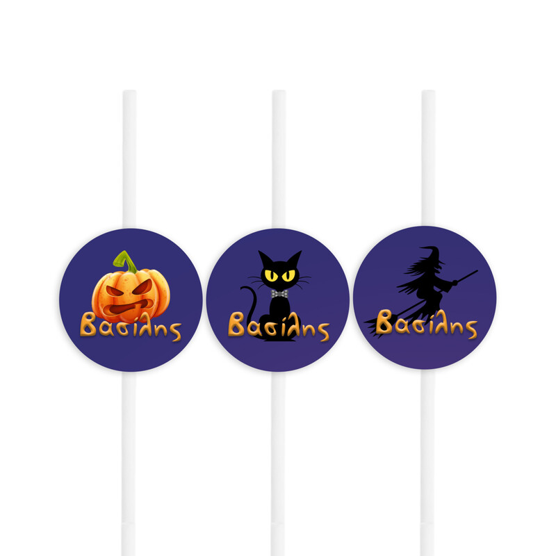 Χάρτινα καλαμάκια με όνομα Halloween Κολοκύθες / 8τμχ