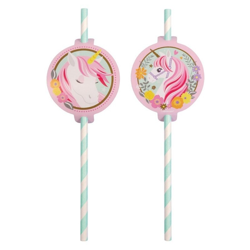 Καλαμάκια Χάρτινα Magical Unicorn/Μονόκερος  19.7εκ  / 8 τεμ