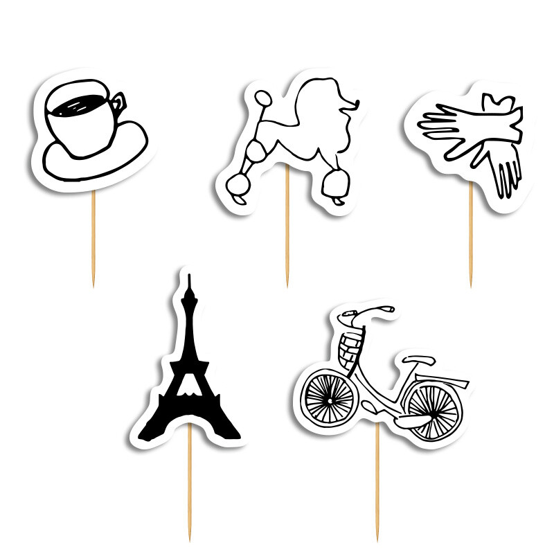 Cupcake toppers Paris 10cm / 8τμχ