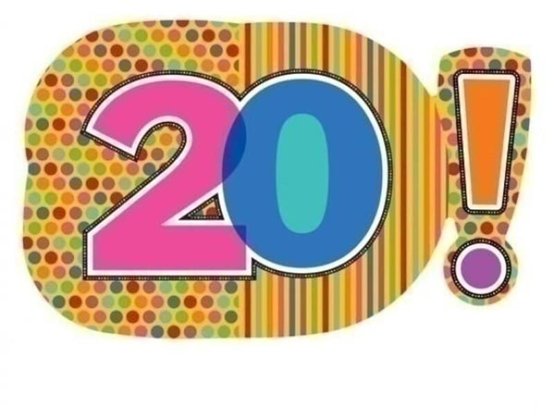 Φοιλ Μπαλόνι Σχήμα Birthday Dots Stripes Νούμερο 20 / 74εκ Χ 46εκ ύψος