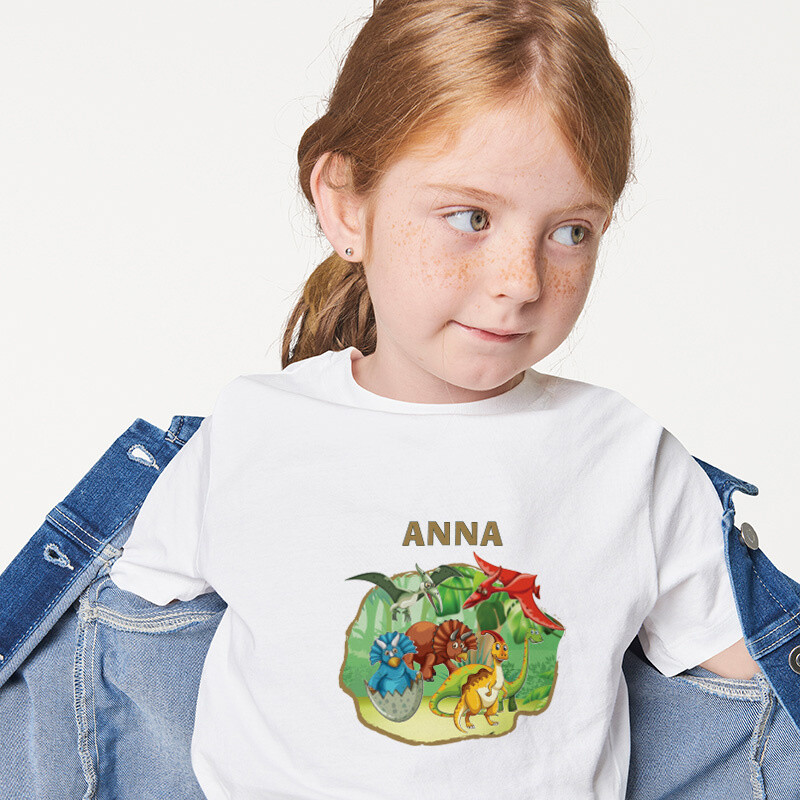 Παιδικό T-shirt Δεινόσαυροι για κορίτσι με όνομα