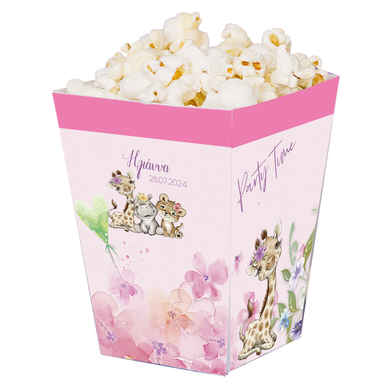 Κουτί Pop Corn με όνομα Ζωάκια Ζούγκλας Κορίτσι 15cmx9cmx9cm