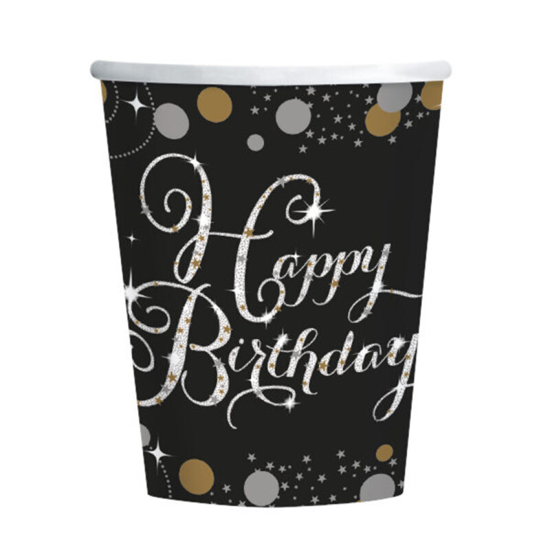 Ποτήρια χαρτ. 250ml Happy Birthday Sparkling Celebrations  /8 τεμ
