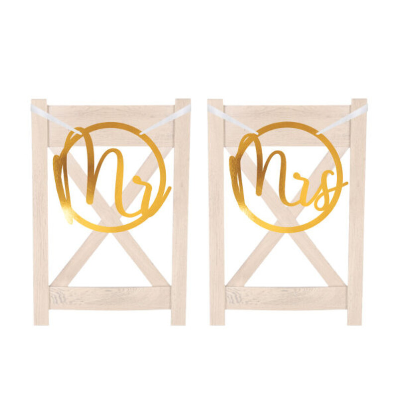 2 χάρτ. πινακίδες Mr και Mrs για καρέκλες/wedding 28 x 30εκ.