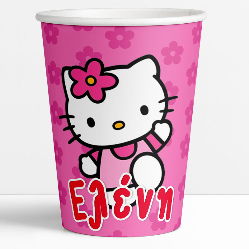 Ποτηράκια χάρτινα με όνομα Hello Kitty 250ml / 8τμχ