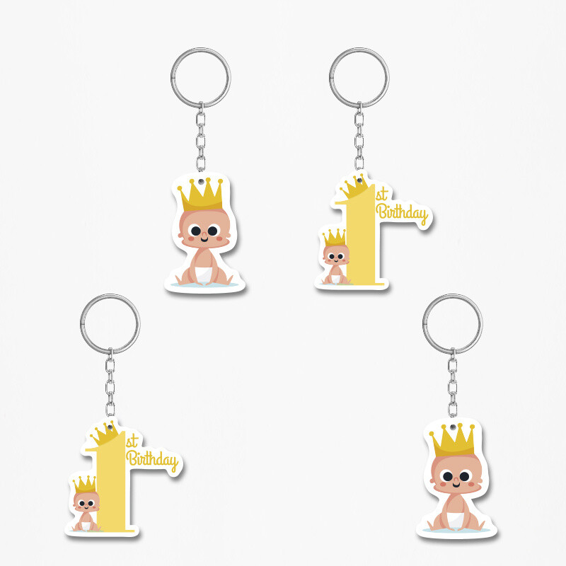 Ξύλινα Μπρελόκ 1st Birthday Boy 5cm/ 4τμχ