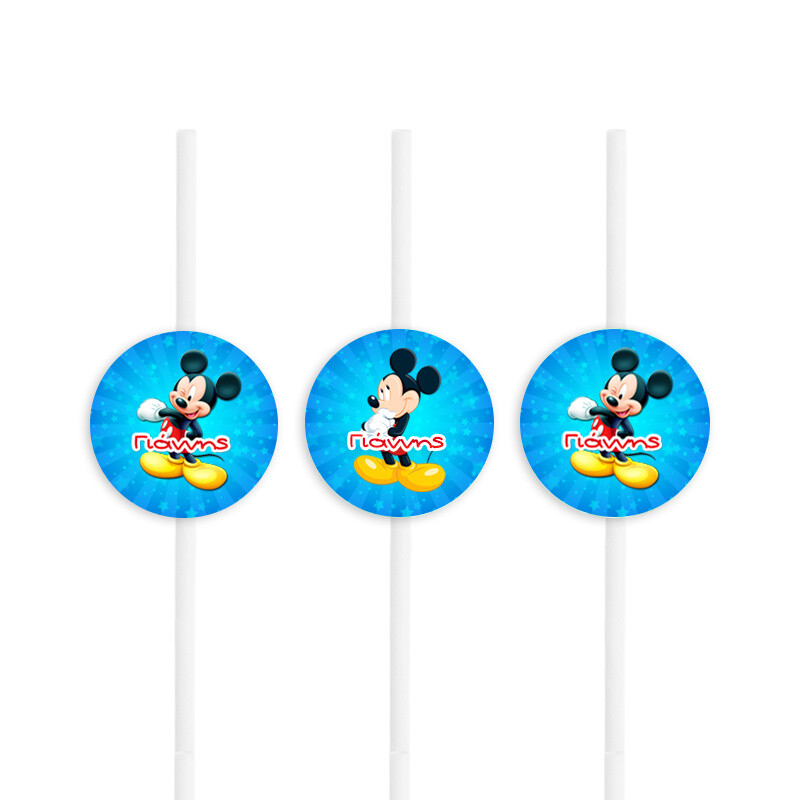 Χάρτινα καλαμάκια με όνομα Mickey / 8τμχ