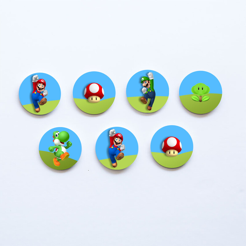 Ξύλινες Κονκάρδες Super Mario / 8τμχ