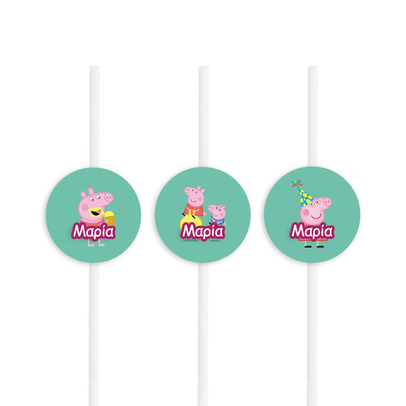 Χάρτινα καλαμάκια με όνομα Peppa Pig / 8τμχ