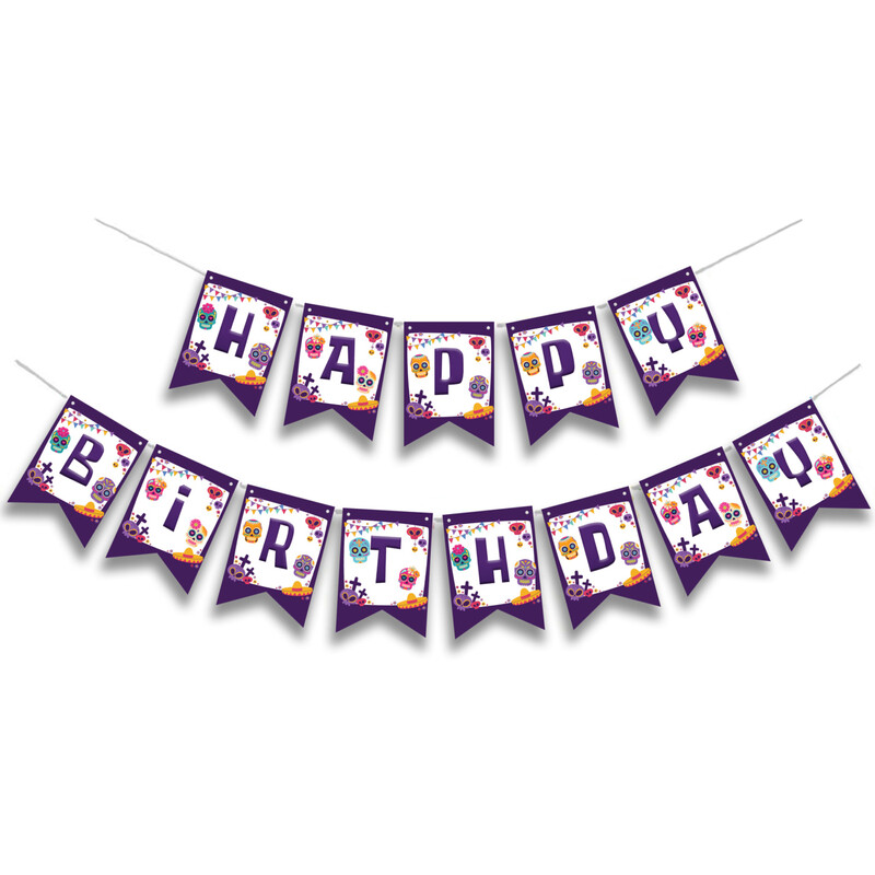Γιρλάντα Γράμματα Halloween Νεκροκεφαλές Happy Birthday