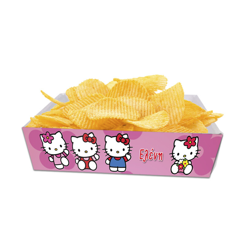 Κουτάκια για πατατάκια Hello Kitty με όνομα 8τμχ/ 15cmx10cmx4cm