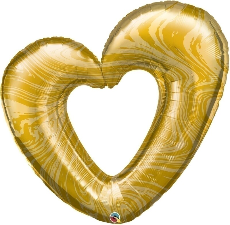 Μπαλόνι Φοιλ Καρδιά Χρυσό Open Marble Heart - Gold / 107 εκ