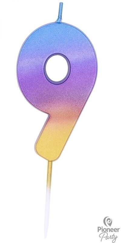 Κερί Νούμερο 9 Rainbow Ombre / 6.7 εκ