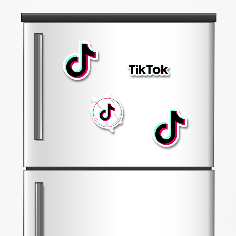 Ξύλινα μαγνητάκια TikTok 5cm/ 4τμχ