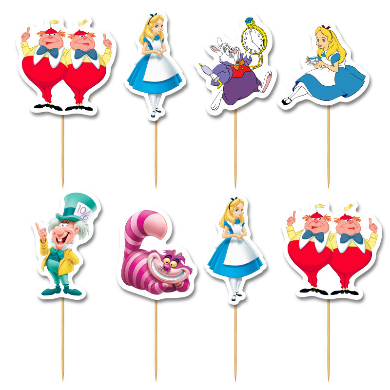 Cupcake toppers Αλίκη στη χώρα των θαυμάτων 10cm / 8τμχ