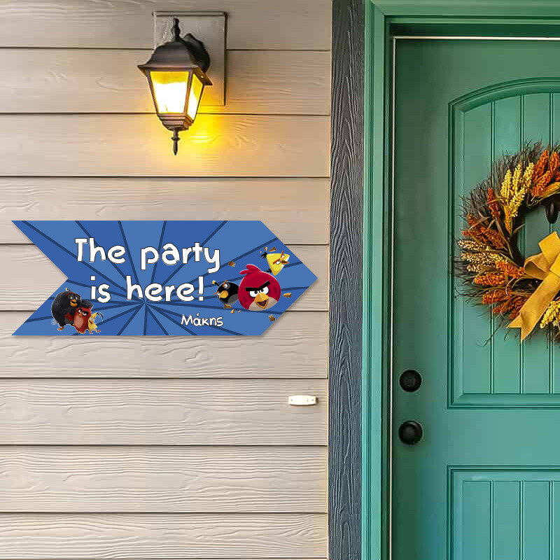 Ξύλινη Πινακίδα Angry Birds με όνομα βελάκι/40cm*15cm