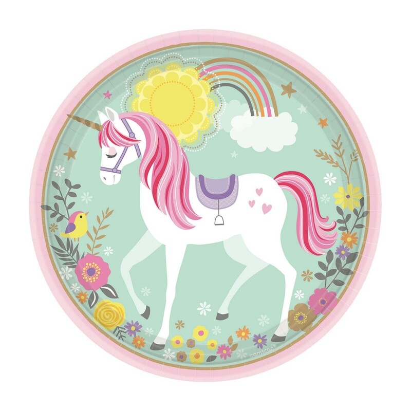 Πιάτα χαρτ. φαγητού 23εκ Magical Unicorn/Μονόκερος 8 τεμ.
