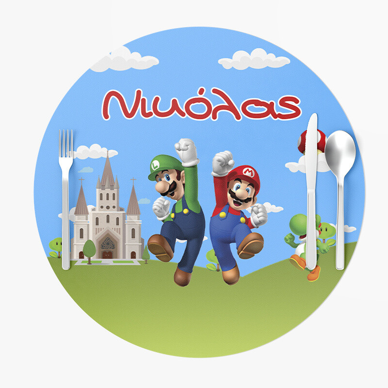 Σουπλά Χάρτινα στρογγυλά με όνομα Super Mario 27cm