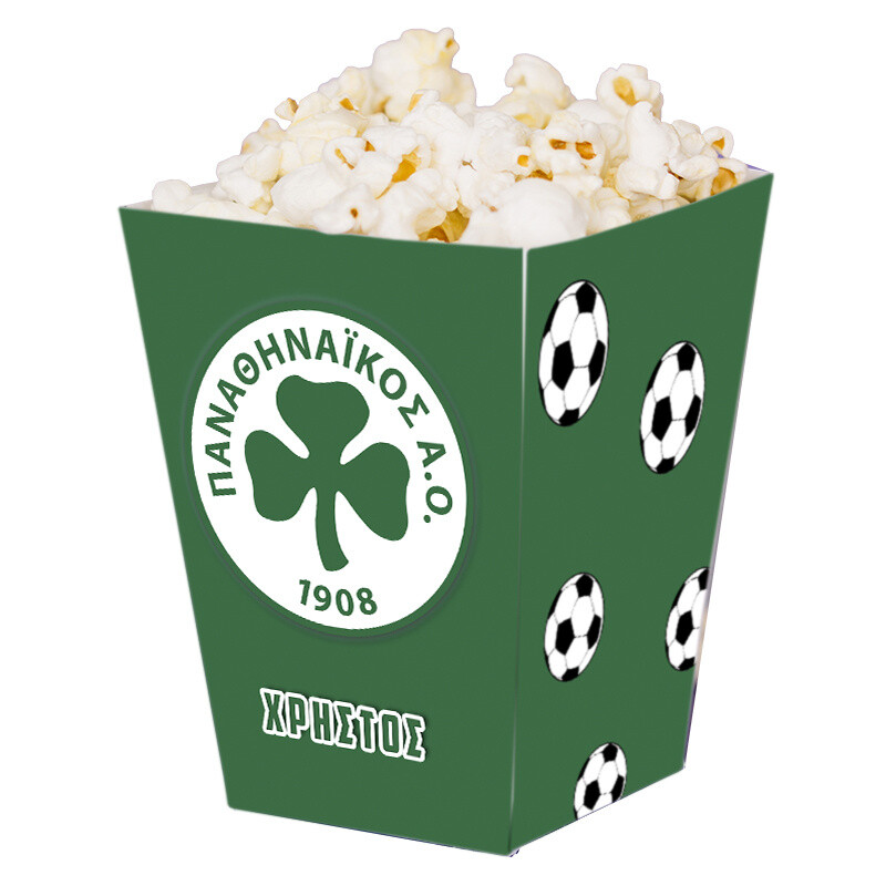 Κουτί Pop Corn με όνομα Παναθηναϊκός 15cmx9cmx9cm