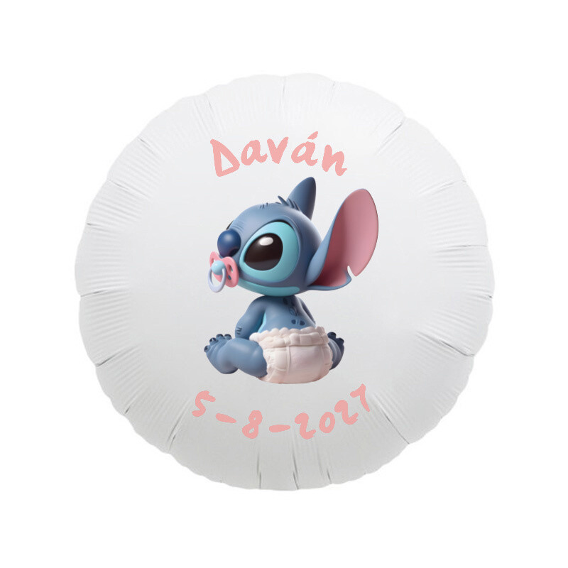 Foil Μπαλόνι για Βάπτιση Baby Stitch με όνομα/43cm