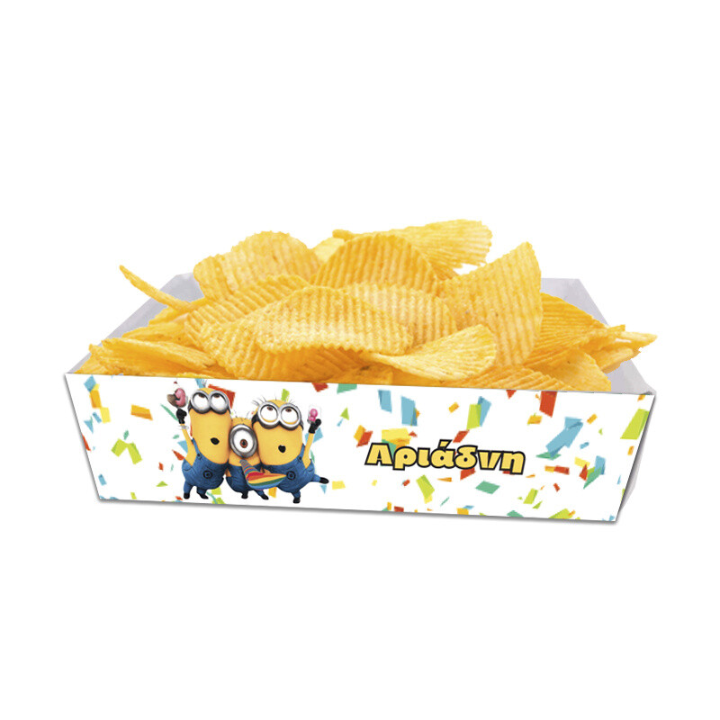 Κουτάκια για πατατάκια Minions με όνομα 8τμχ/ 15cmx10cmx4cm