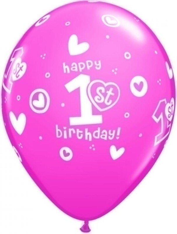 Μπαλόνια 11 1st Birthday Circle Hearts Girl /25 τεμ