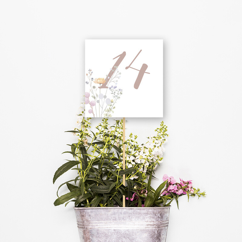 Αρίθμηση τραπεζιού Floral Pastel τετράγωνο