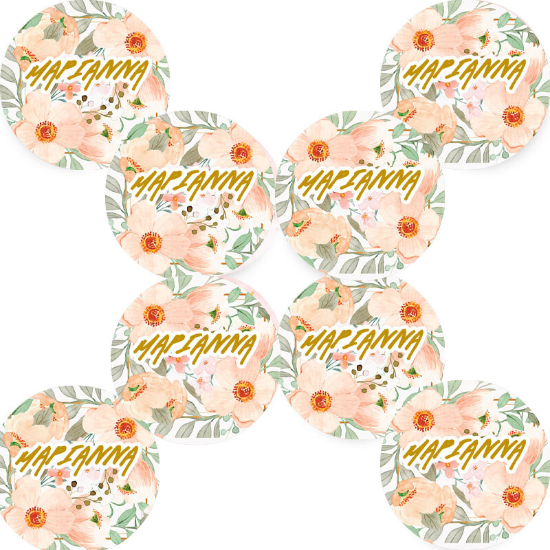 Στρογγυλά αυτοκόλλητα Boho Birthday / 8 τμχ