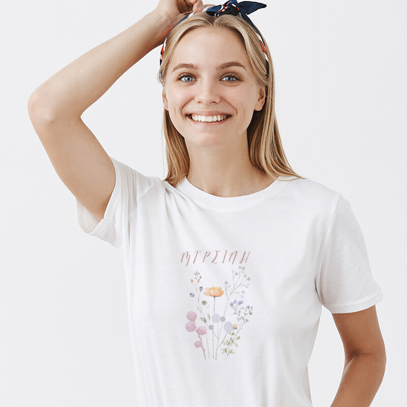 Γυναικείο T-shirt Floral Pastel για την Μαμά με όνομα
