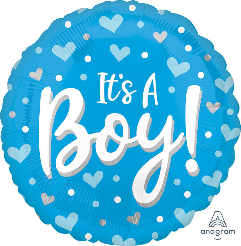 Μπαλόνι Φοιλ 18  It'a Boy Hearts & Dots / 46εκ